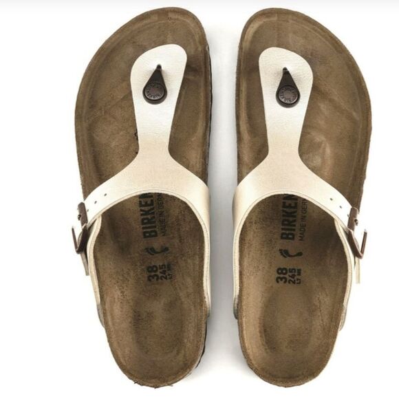 Birkenstock Gizeh Birko-Flor - Graceful Pearl White SIZE 37 /6- 6.5 NWOT - Picture 1 of 12